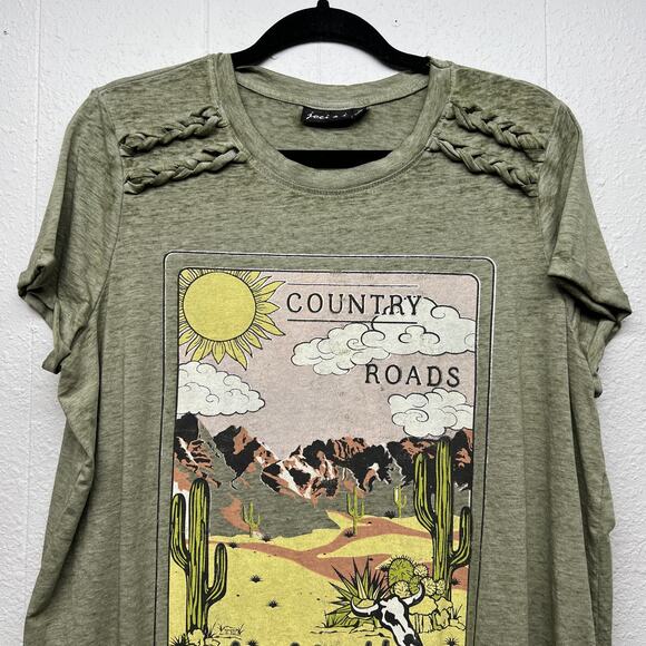 Joei & I Burnout T-Shirt Womens 1X Stretch Lightweight Country Western Cowgirl - Picture 3 of 8